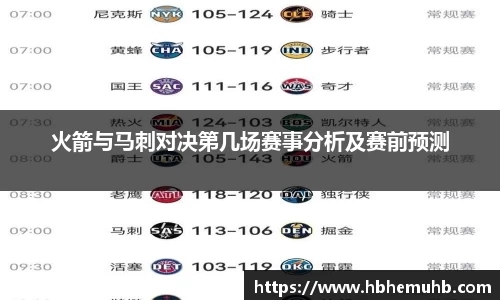 火箭与马刺对决第几场赛事分析及赛前预测