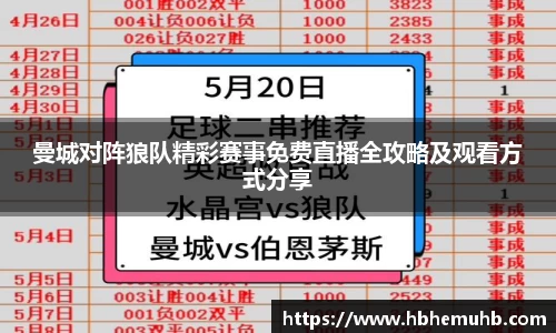 曼城对阵狼队精彩赛事免费直播全攻略及观看方式分享